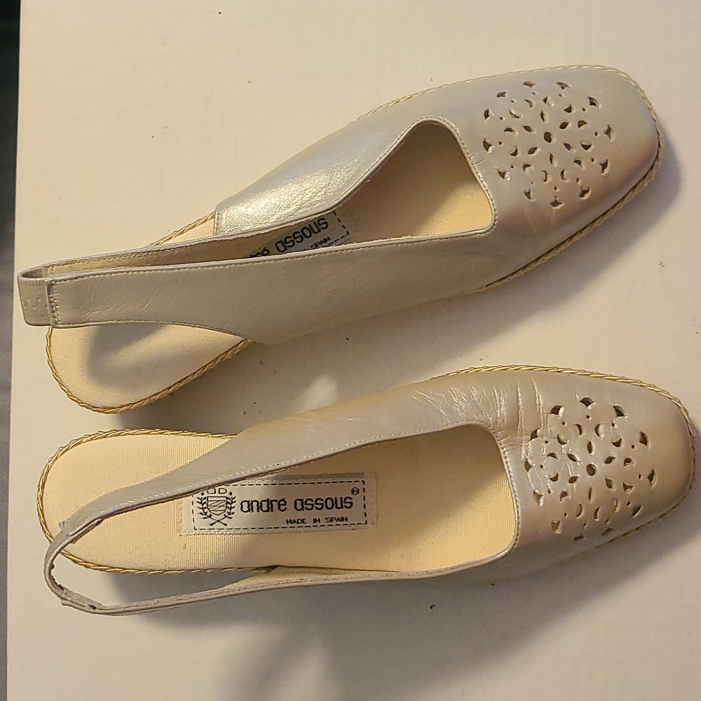 Andre Assous Cream Leather Sandals
